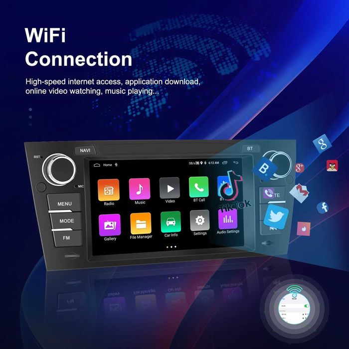 Rádio Android 7" BMW Série 3 (E90) Carplay Android Auto GPS 32G *novo*