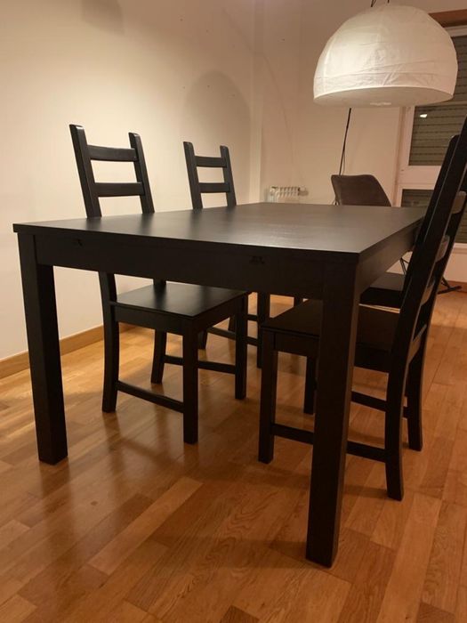 Mesa + 4 cadeiras ikea bjursta preto castanho