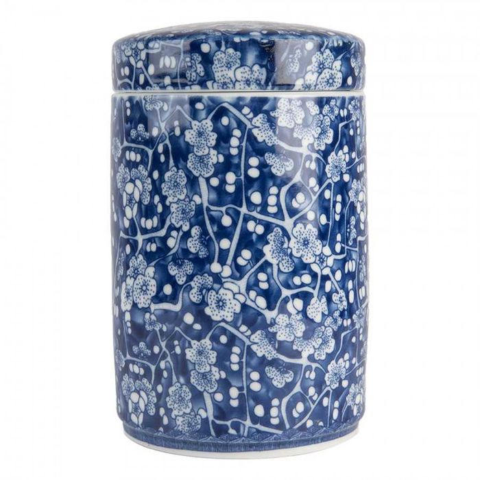 Wazon Pojemnik ceramiczny granatowy w kwiatki 9x14cm.  6CE2139