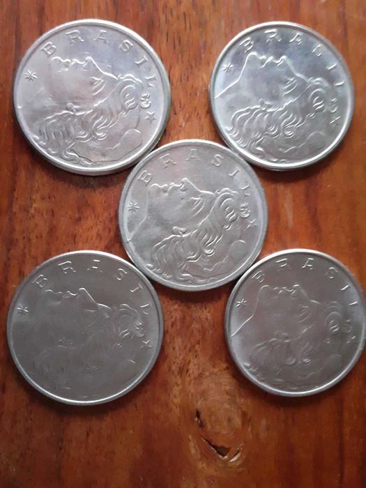Conjunto de 5 Moedas 50 Centavos Brasil