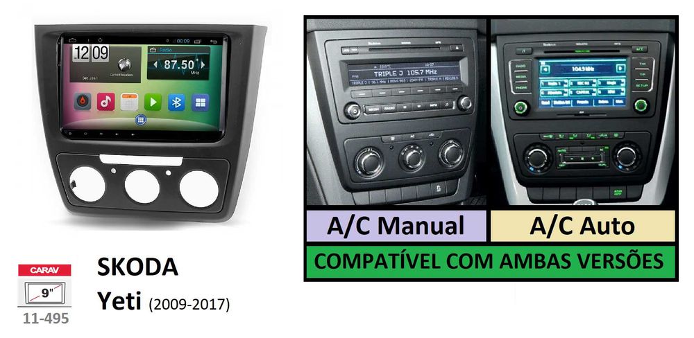 (NOVO) Rádio 2DIN • SKODA Octavia / Yeti / Rapid (4+64GB) • Android