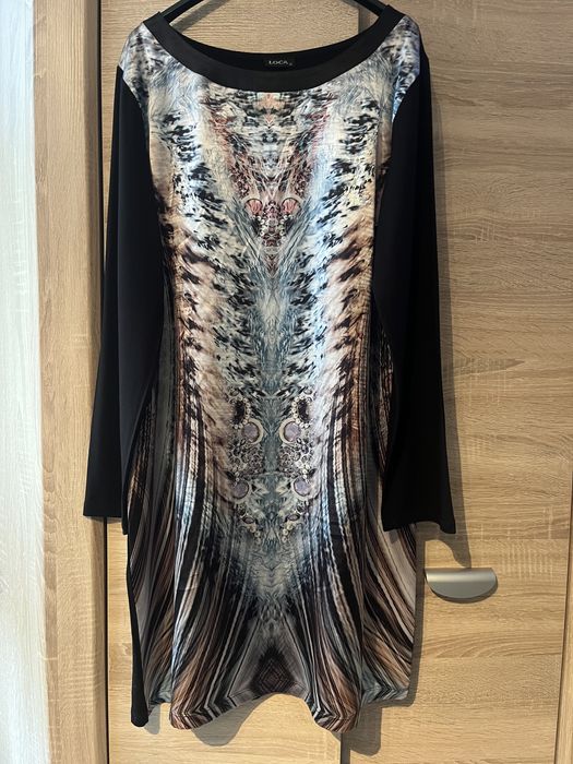 Sukienka midi do kolan ze wzorem elegancka oficjalna XL/42/14 na codzień, imprezę, komunia