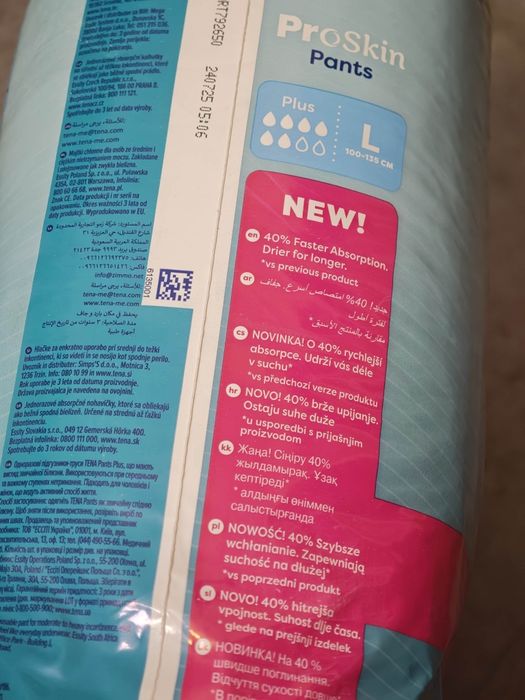 TENA ProSkin Pants Plus L 30 szt. – majtki chłonne, nowe