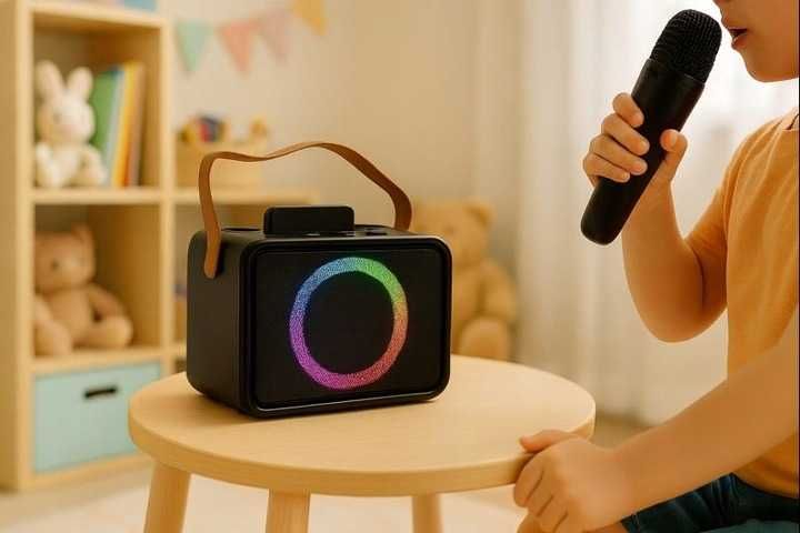 Głośnik Bluetooth Karaoke K26 LED + 2 Mikrofony Bezprzewodowe USB/AUX