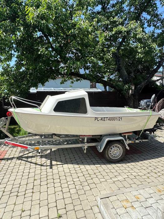 Łódź KETO z przyczepą podłodziową + silnik spalinowy i elektryczny