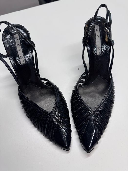Czarne lakierowane szpilki - rozmiar 37 -  KATE - 100% skóra/leather