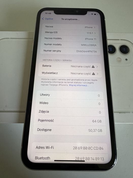 iPhone 11 64gb White Bateria nowa