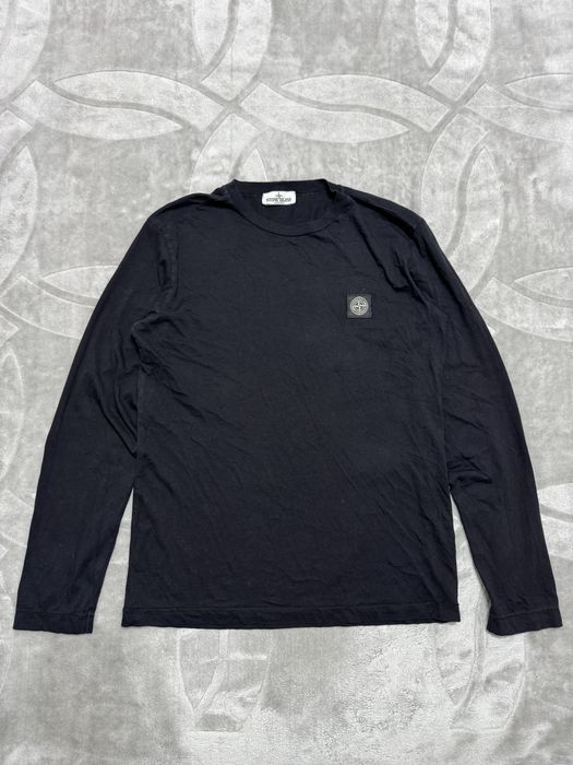 Stone Island Junior Black Cotton Logo long sleeve size S koszulka z długim rękawem czarna koszulka