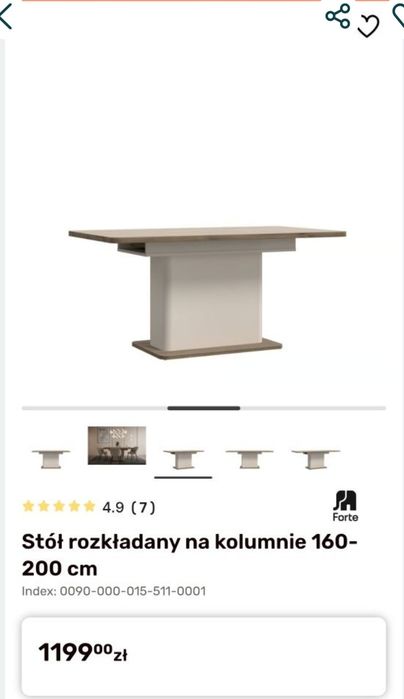 Stół rozkładany na kolumnie Agata Meble
