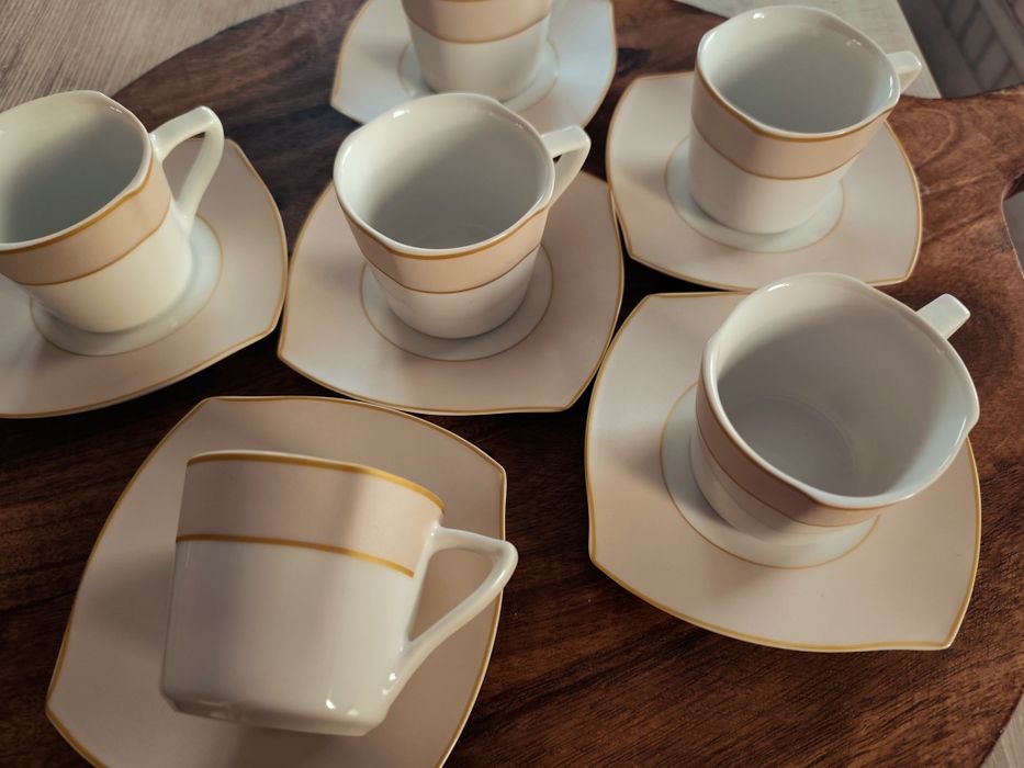 Zestaw ceramiczny do espresso filiżanki spodki talerze po 6 sztuk