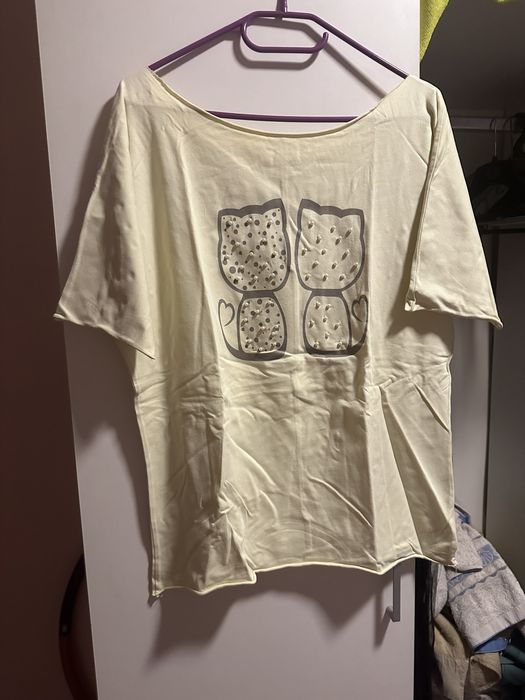 zolty t-shirt z kotkiem