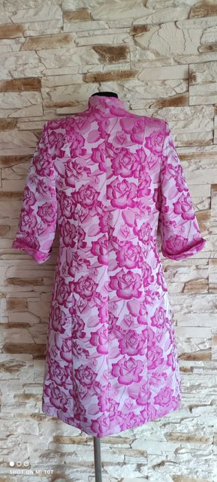 Różowy płaszcz elegancki, rękaw 3/4, Zeila donna, rozmiar L