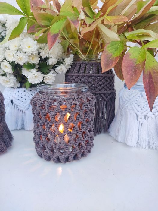 Макраме свічник, макраме ваза, баночка, органайзер ручної роботи