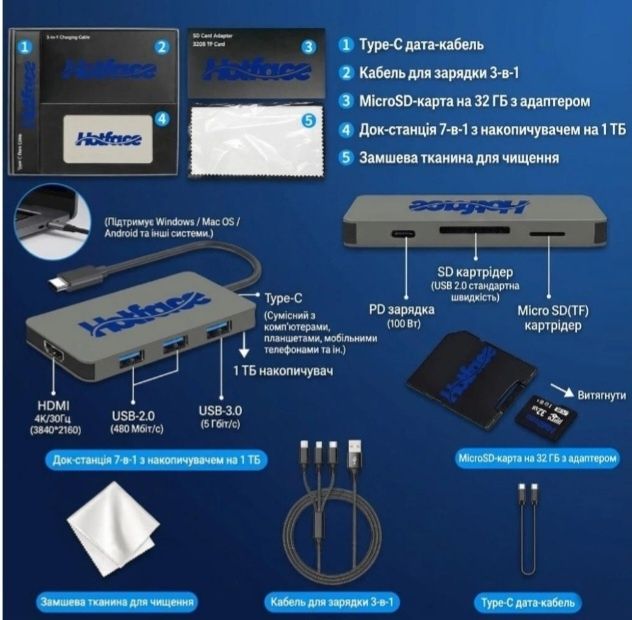 SSD зовнішній Hotface Laptop Docking Station with 1 TB Storage