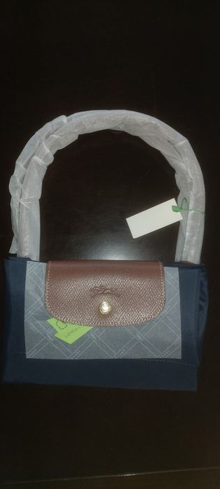 Vendo bolsa "Longchamps" azul/castanha