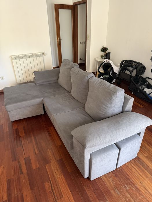 Sofá BERLIM Chaise Reversível + 2 Puffs