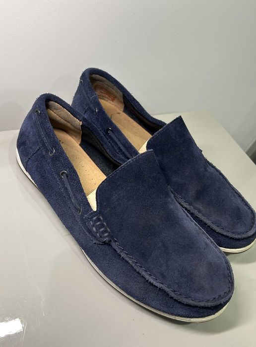 Чоловічі мокасини Сlarks, замша, синій колір, р.40, нетривале носіння