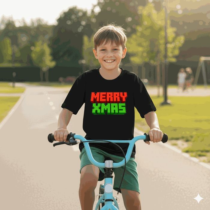 Koszulka dziecięca czarna Blokowa minecraft prezent święta 152