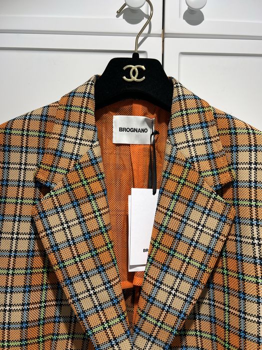 Brognano Італія твідовий помаранчевий піджак жакет в клітинку Brunello