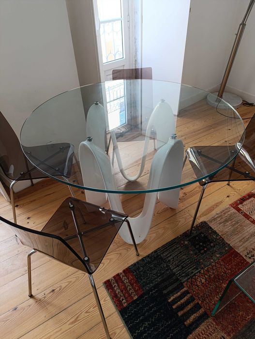 Mesa RONDO vidro+4 cadeiras