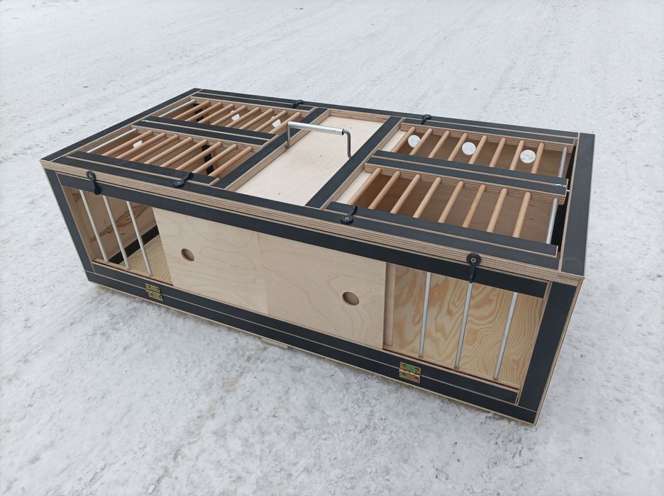 Kosz transportowy dla gołębi PREMIUM Black - duży, dzielony, 80×40×23