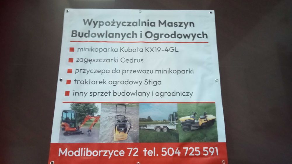 Usługa wynajmu minikoparki Kubota KX19