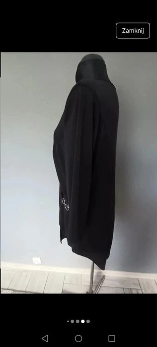 Bluzka czarna oversize asemetryczna dekold w serek V lata 80