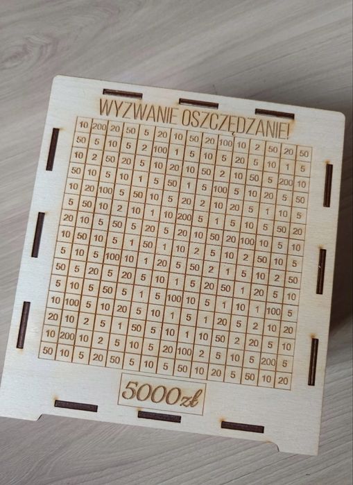Skarbonka wykreślanka drewniana oszczędzanie