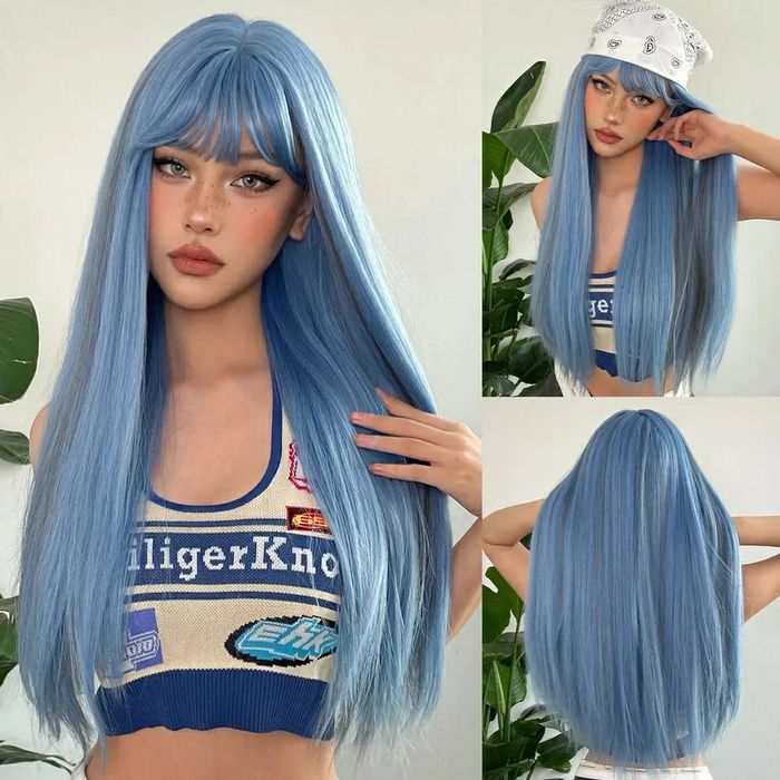 Peruca Azul Cinza