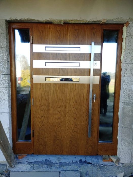 Drzwi wejściowe zewnętrzne drewniane dębowe dostawa gratis