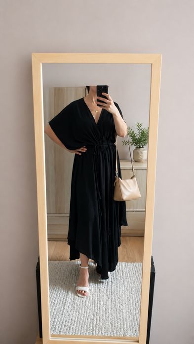 Czarna sukienka maxi DEA KUDIBAL 100% wiskoza rozmiar M