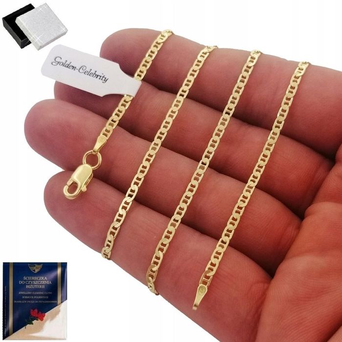 Męski Złoty Łańcuszek Srebro 925/585 Biżuteria Dla Faceta Mężczyzny Pr