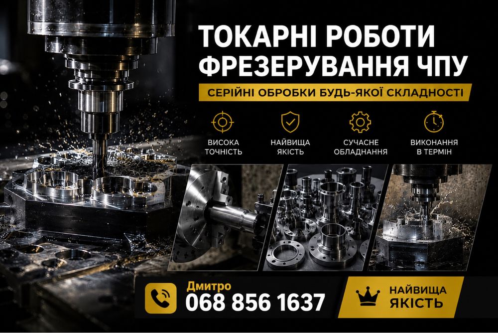 АКЦІЯ -10%‼️ЧПУ Токар Фрезерна обробка Різання металу Свердління