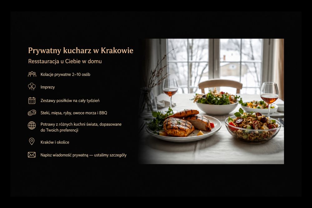 Prywatny kucharz w Krakowie — restauracja u Ciebie w domu