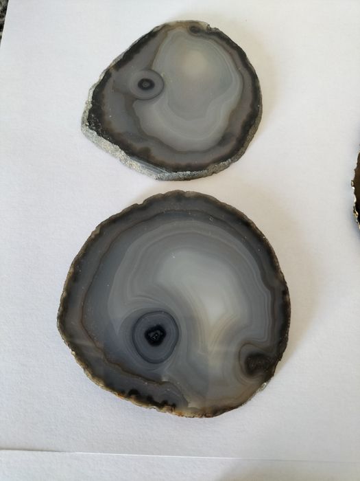 Conjunto de bases copos/ garrafa de ágatas brasileira s cinza e castanha
