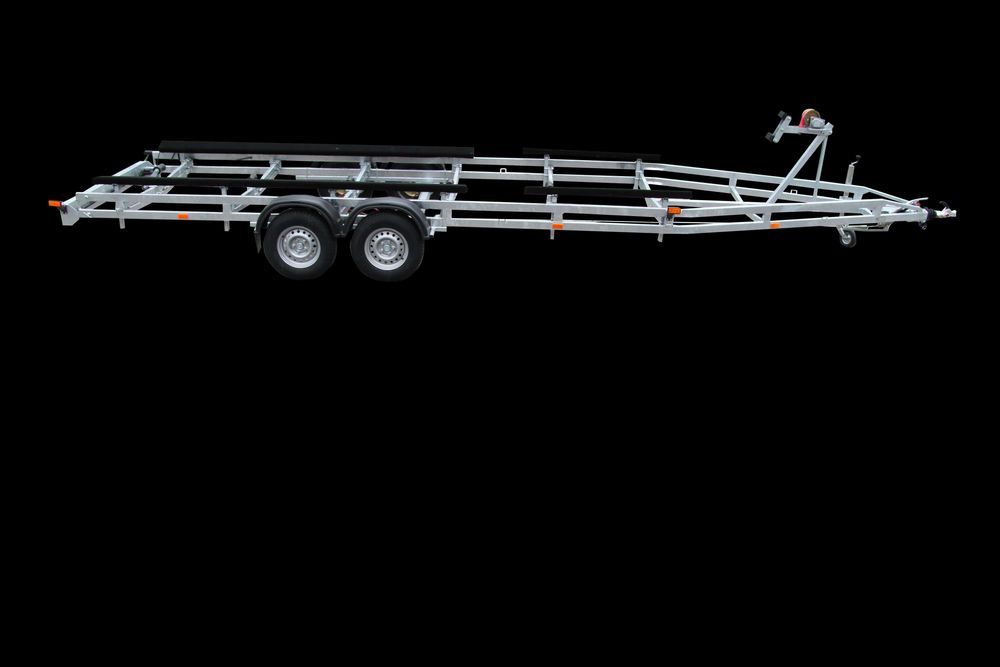 Nowa przyczepa podłodziowa PP-3500/2 osie, DMC 3,5t, ładowność 2850 kg