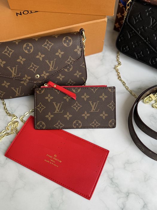 Сумка женская коричневая Louis Vuitton Felicie Pochette Brown кожа
