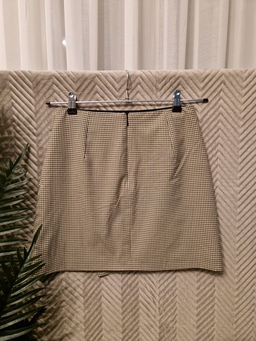 Mango SUIT 36 / S spódniczka mini w kratkę z klamrą asymetryczna