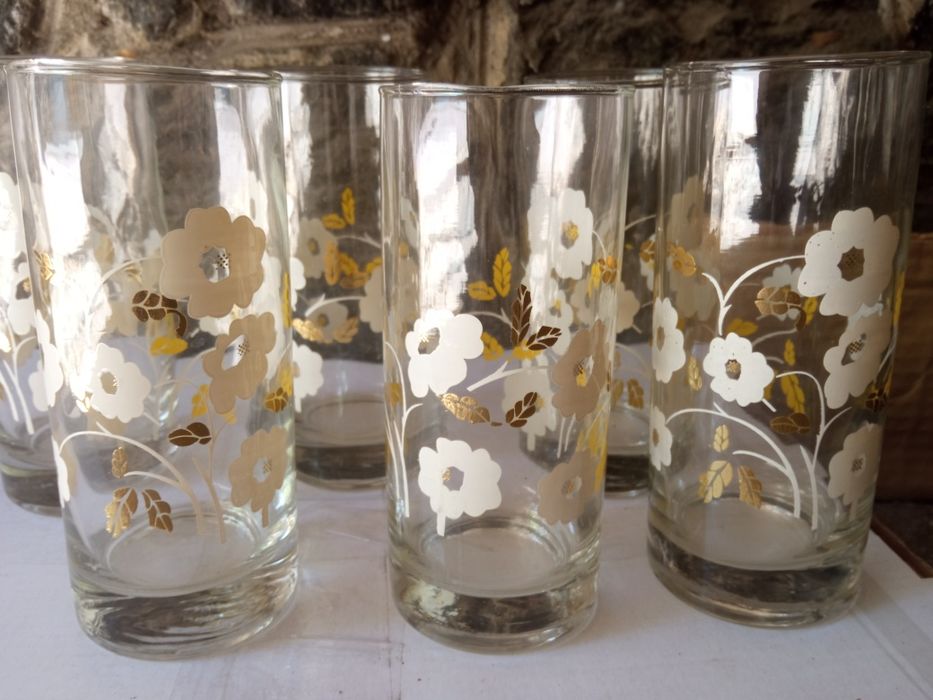 Стаканы с рисунком стеклянные новые 5 штук