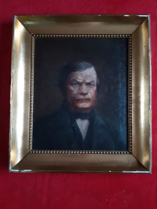 Stary obraz na płótnie sygnowany portret  .