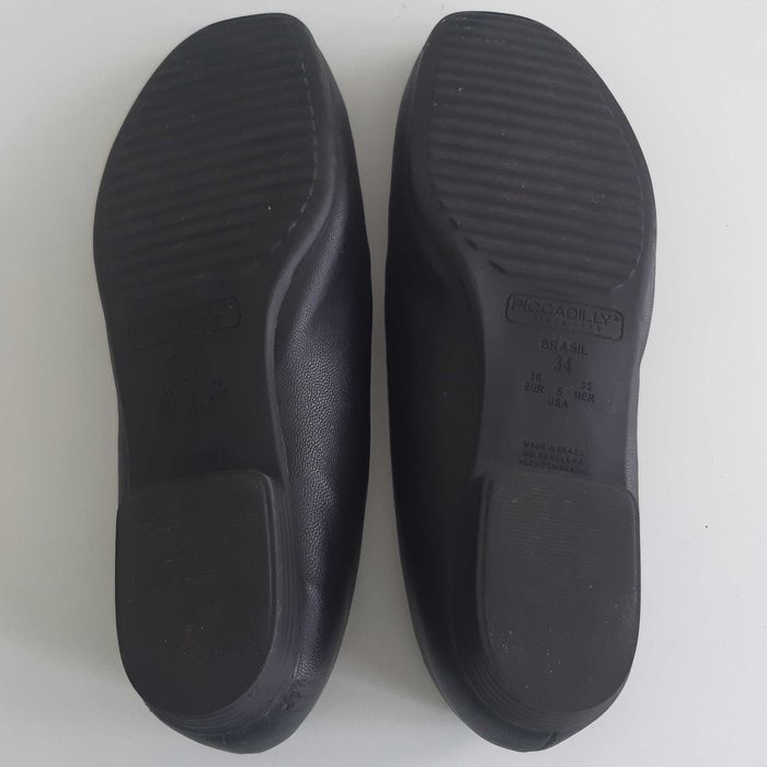 Sapatos Senhora Piccadilly Pretos Lisos 36 Salto 1cm Sola Borracha Como Novos