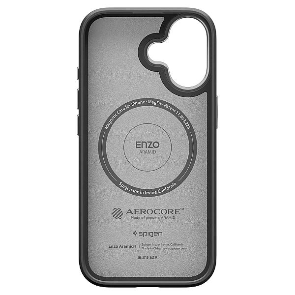Etui Spigen Enzo Aramid "T" MagSafe na iPhone 17 - czarno-srebrne