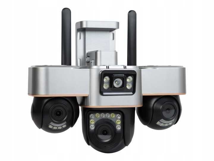 ZESTAW trzy obiektywowa kamera obrotowa zewnętrzna IP WiFi ZOOM alarm