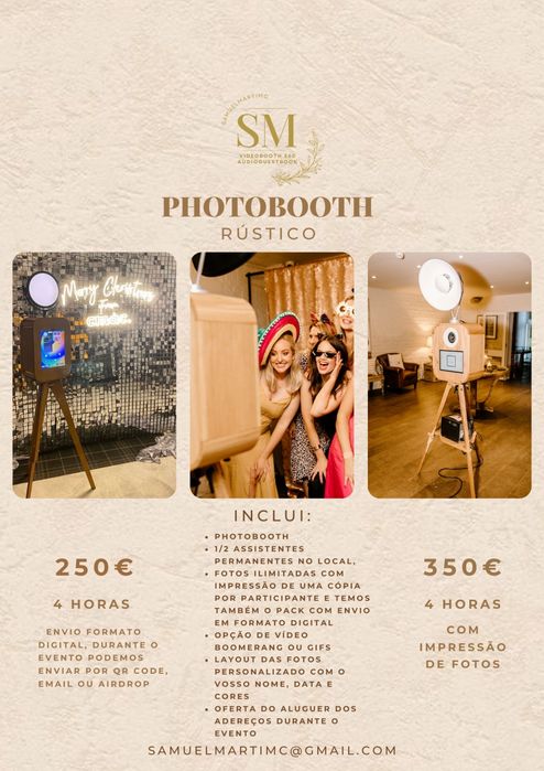 Serviço de Photobooth - temos Videobooth 360 e Audio Guest Book