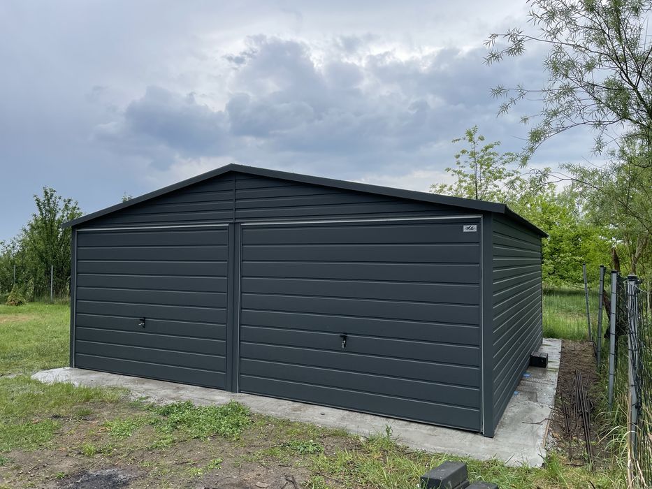 Garaż blaszany 6x5, antracyt, grafit, PRODUCENT