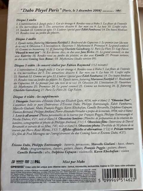 Étienne Daho Pleyel Paris 2 DVDs e 2 CDs