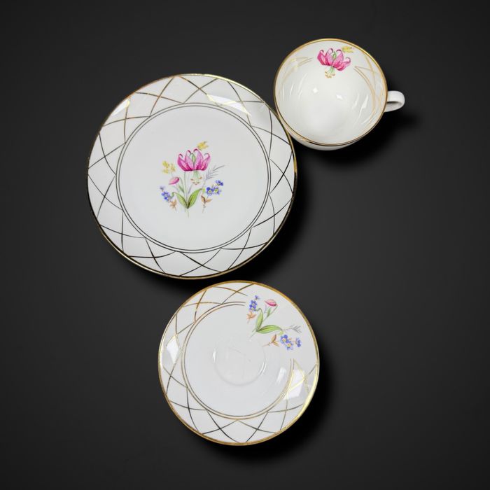 zestaw śniadaniowy trio filiżanka Kaestner Saxonia b6/011753