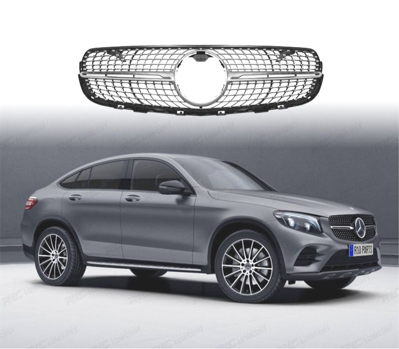 GRELHA DIANTEIRA MERCEDES CLASE GLC X253 C253 AMG 15-18 LOOK DIAMOND SILVER