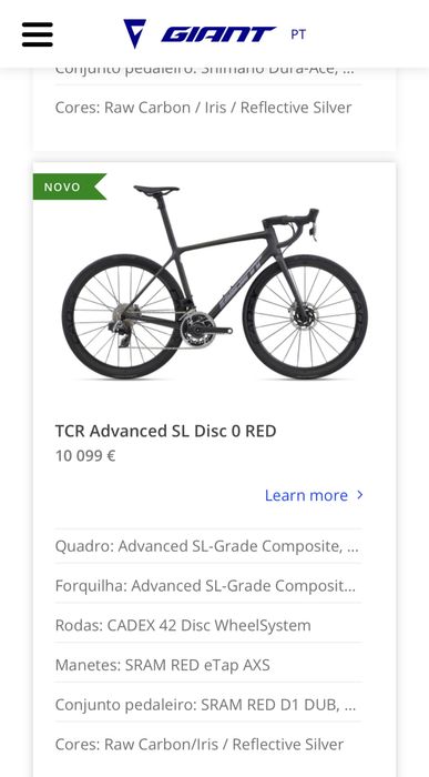 Bicicleta Estrada Giant TCR advanced SL 0 Red