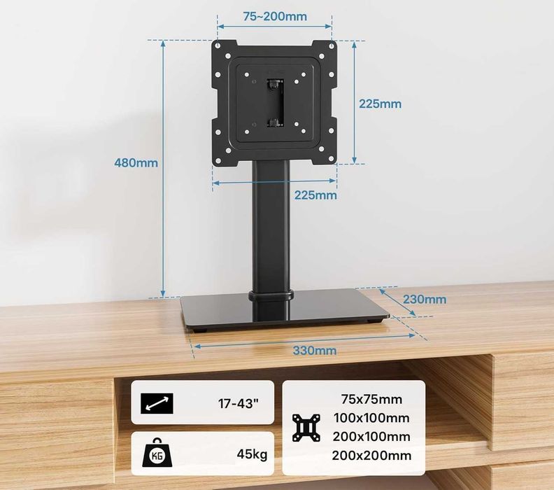 BONTEC ST07 stojak uchwyt obrotowy do TV 17-43" do 45kg podstawka